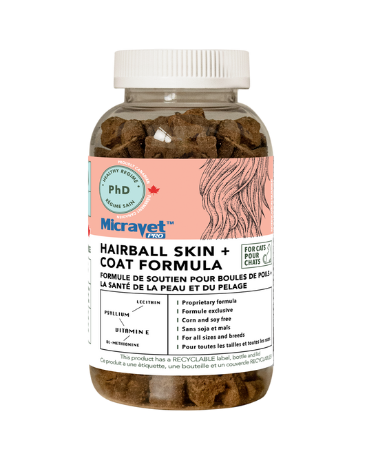 MicraVet™ Cat Skin & Coat Hairball Health Formula Soft Chews, Clinically Proven • Shiny Coat • Healthy Skin • Hairball Support